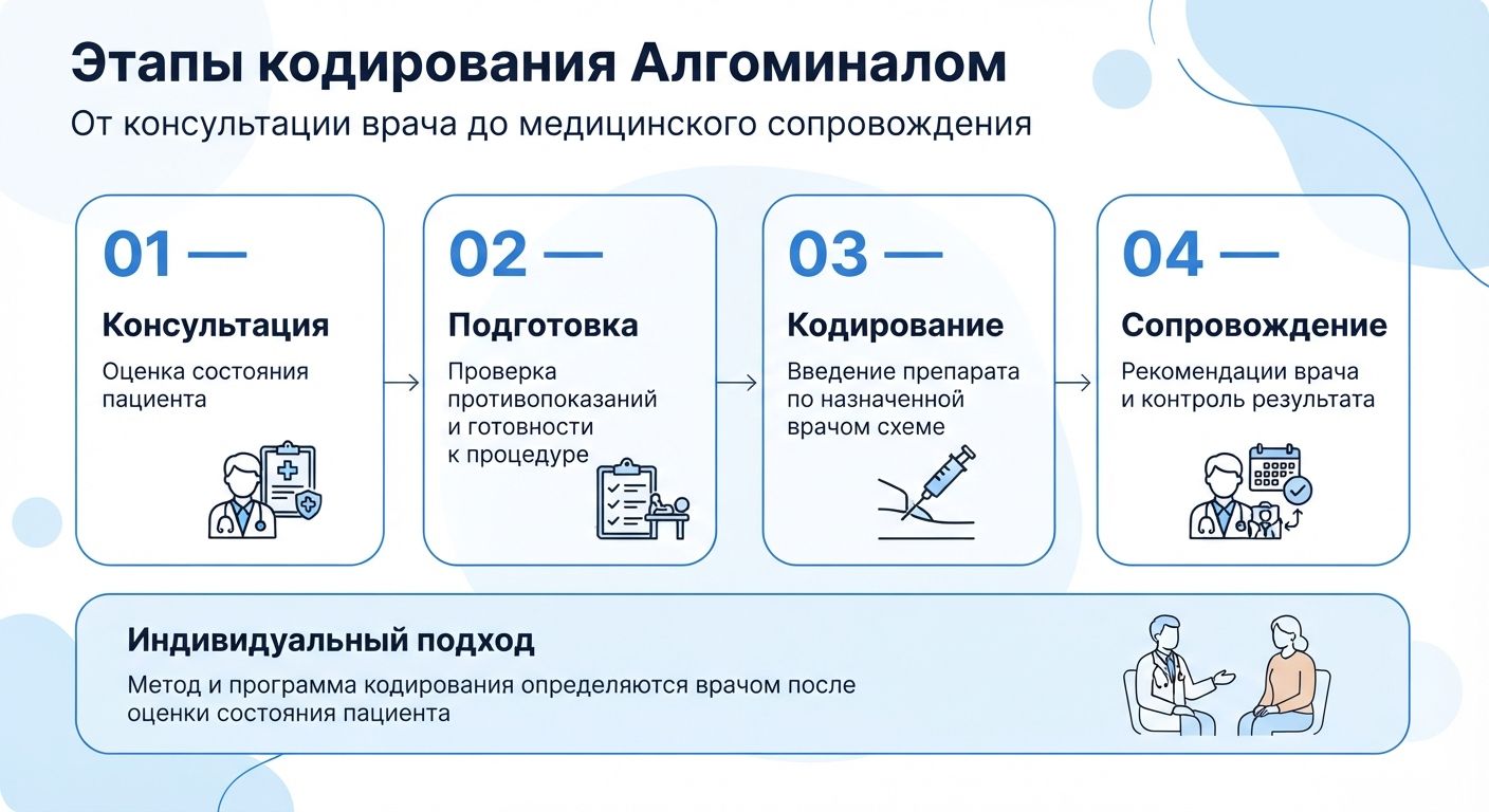 Кодирование препаратом «Алгоминал» в Тихорецке инфографика